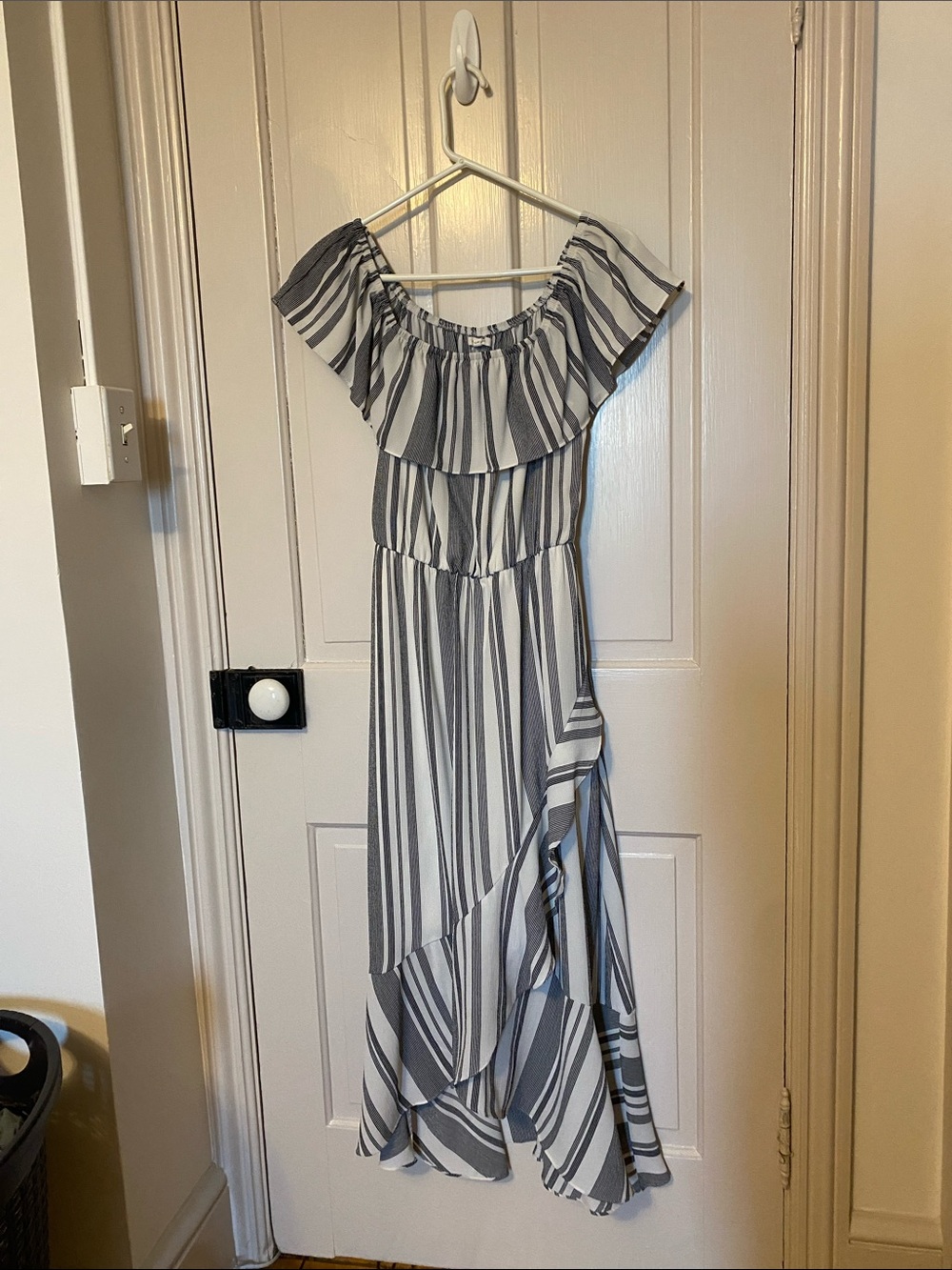 Striped Maxi Dress in White and Black